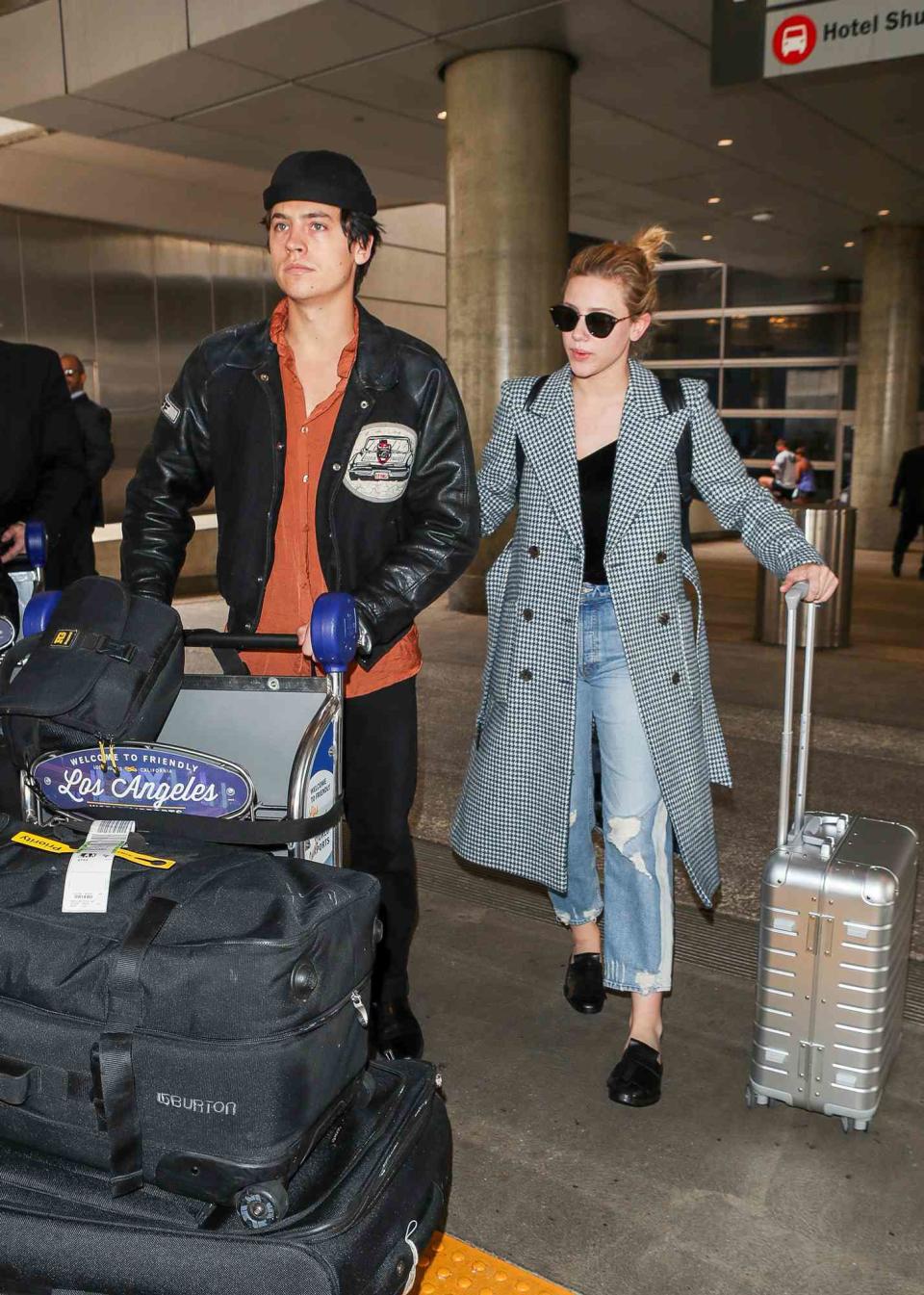 Lili Reinhart and Cole Sprouse are seen on April 04, 2018 in Los Angeles, California