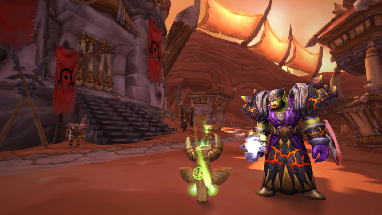  WoW Classic zone levels - an orc shaman is standing in Orgrimmar. 