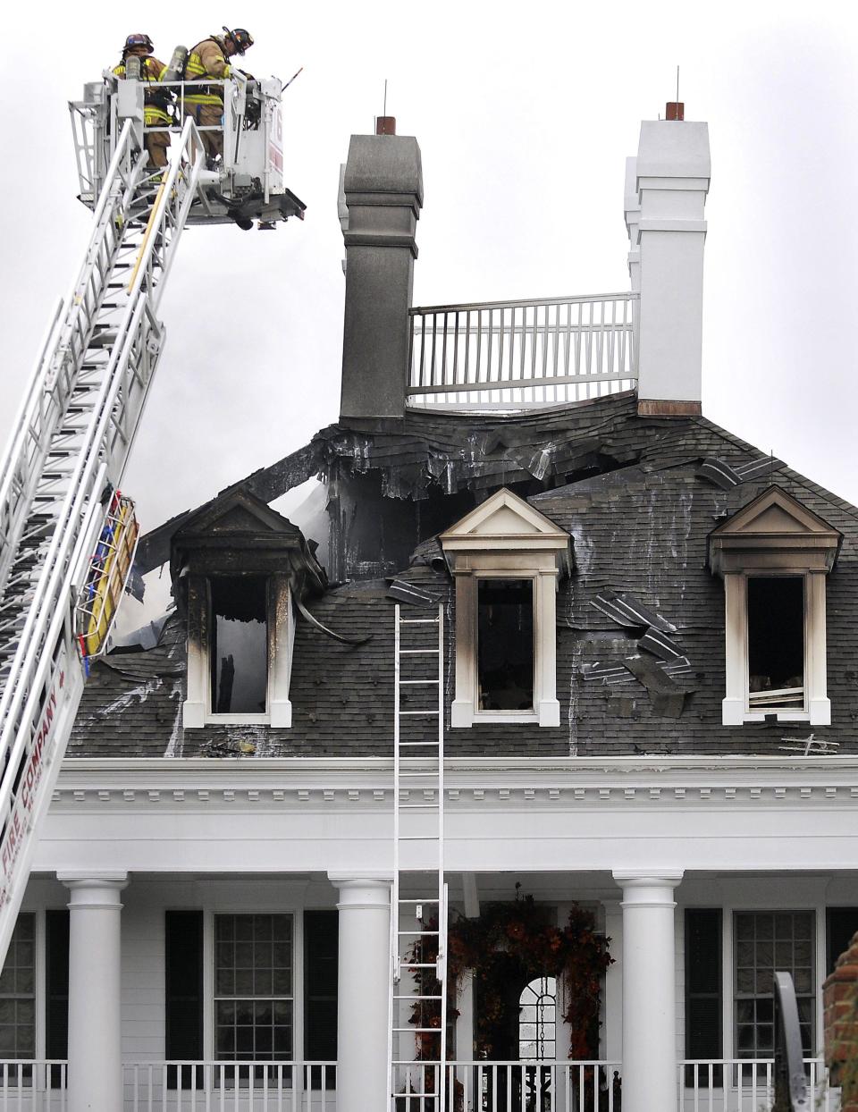 This 2013 photo shows the damage to the former Clairemont estate in Buckingham.  Claire Risoldi was convicted in 2019 of insurance fraud related to the fire
