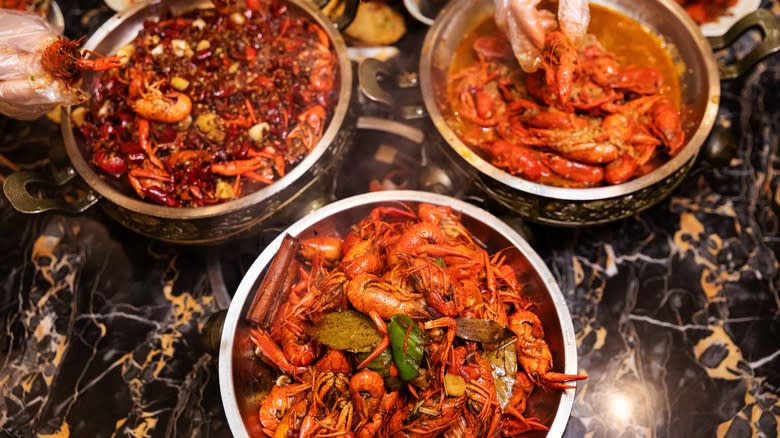 three different styles of crawfish