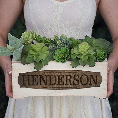 Personalized Vintage Style Wood Planter Box