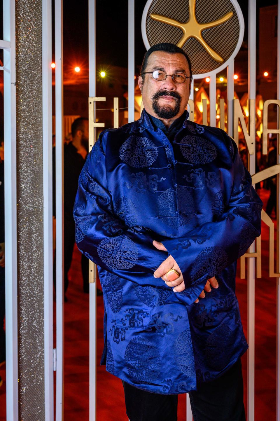 Actor Steven Seagal poses on the the red carpet during the closing ceremony of the 3rd edition of the El Gouna Film Festival in the Egyptian Red Sea resort of el Gouna on Sept. 27, 2019. 