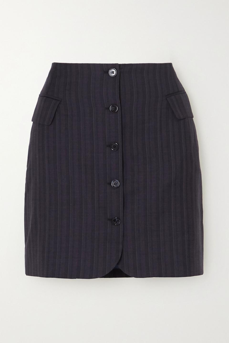 Pinstriped wool mini skirt