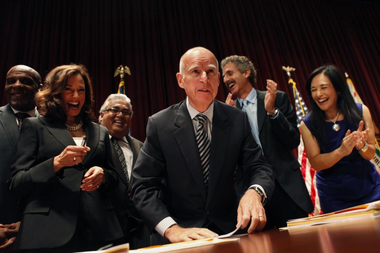 Kamala Harris with Gov. Jerry Brown.