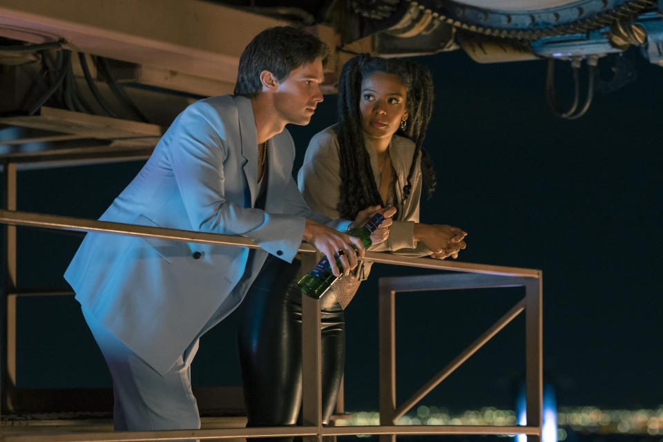 Patrick Schwarzenegger as luke and jaz sinclair as marie in gen v