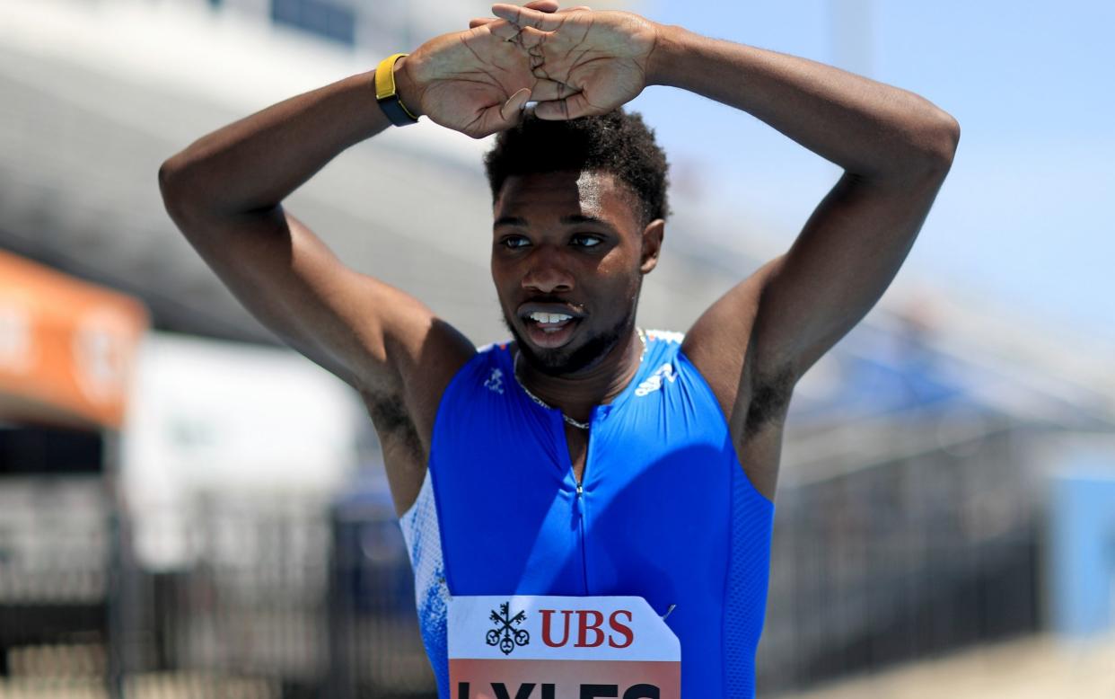 Noah Lyles shows his disappointment - GETTY IMAGES