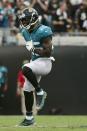 FILE PHOTO: Sep 16, 2018; Jacksonville, FL, USA; Jacksonville Jaguars cornerback D.J. Hayden (25) reacts after sacking New England Patriots quarterback Tom Brady (not pictured) during the fourth quarter at TIAA Bank Field. Mandatory Credit: Tommy Gilligan-USA TODAY Sports/File Photo