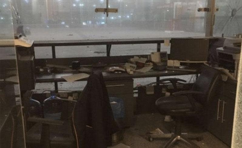 An abandoned office at the Ataturk airport in Istanbul is seen moments after gunfire broke out and bombs detonated. Photo: Twitter