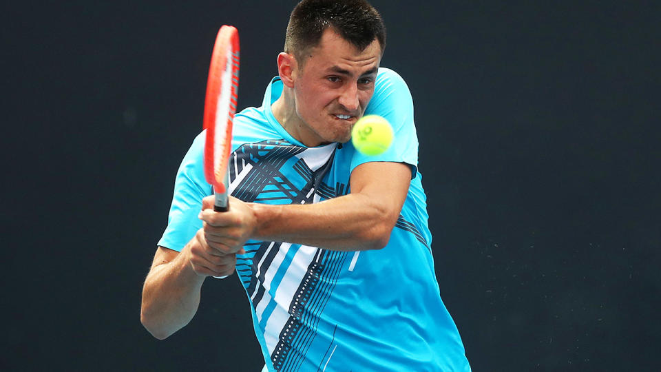 Bernard Tomic, pictured here in action at the Australian Open in February.