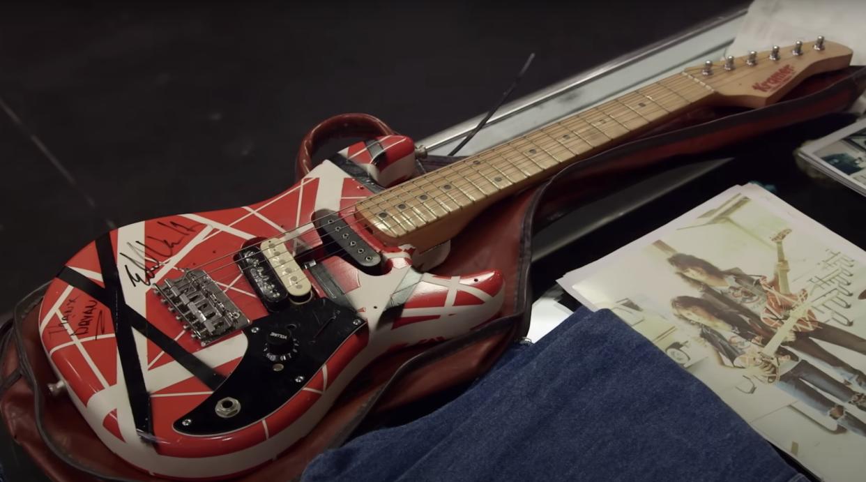  The mini-Frankenstrat used in the music video for Van Halen's Hot for Teacher 