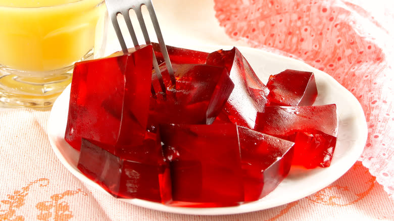 Red Jell-O on plate