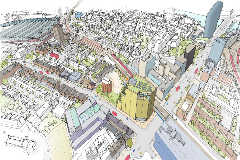 A concept art image of plans for building above Southwark station