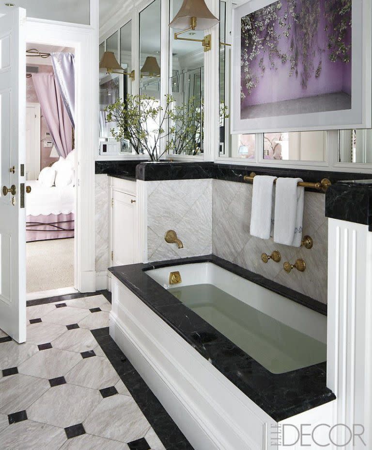 bathroom, room, property, tile, interior design, floor, product, purple, bathtub, furniture,