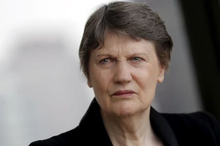 Helen Clark, former Prime Minister of New Zealand and current Administrator of the United Nations Development Program, speaks during an interview in New York April 4, 2016. REUTERS/Brendan McDermid