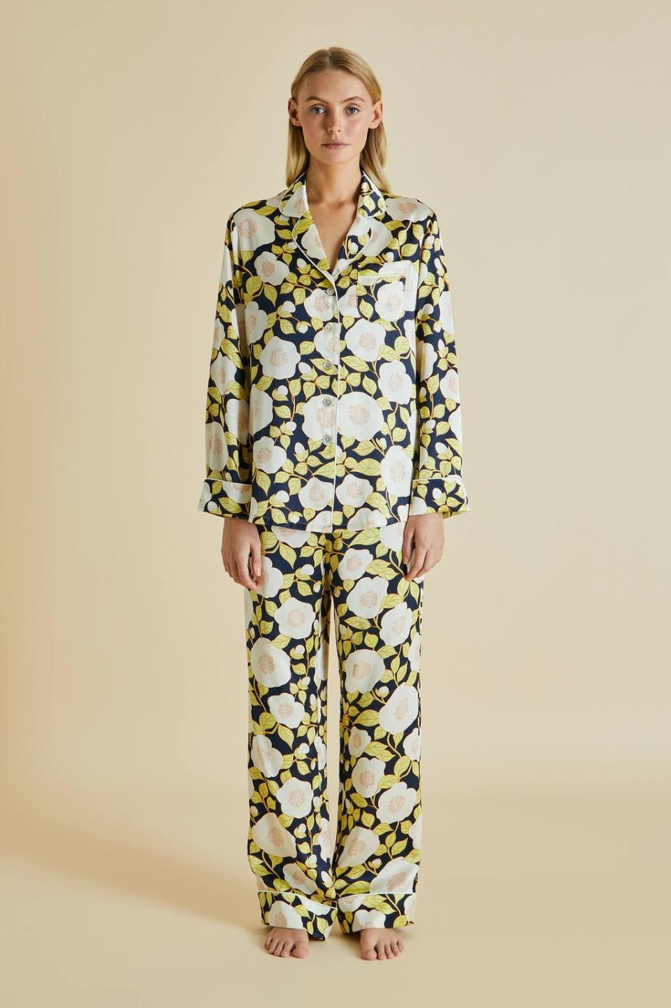 <p><strong>Olivia von Halle</strong></p><p>oliviavonhalle.com</p><p><strong>$660.00</strong></p><p>When you're searching for the ultimate luxurious silk pajamas, look no further than this chic pair! Olivia von Halle's silk satin pajama sets are definitely on the more expensive side, but <strong>they're made of high quality silk, screen-printed and designed with elegant details like mother of pearl buttons and hand-crafted piped trim.</strong> Our Lab analysts had the chance to analyze the pajamas in person and were impressed by the beautiful designs and smooth feel of the silk. The brand does recommend hand washing or dry cleaning to best care for the pajamas; they're not a low-maintenance set. If you love the designs but are shopping with a lower budget, the brand offers <a href="https://go.redirectingat.com?id=74968X1596630&url=https%3A%2F%2Fus.oliviavonhalle.com%2Fcollections%2Fluxury-silk-pajama-set%2Ffabric-silk-cotton&sref=https%3A%2F%2Fwww.goodhousekeeping.com%2Fclothing%2Fg33350587%2Fbest-silk-pajamas%2F" rel="nofollow noopener" target="_blank" data-ylk="slk:cotton and silk blend sets;elm:context_link;itc:0;sec:content-canvas" class="link ">cotton and silk blend sets</a>, which are just as beautiful and have a crisper feel.</p>