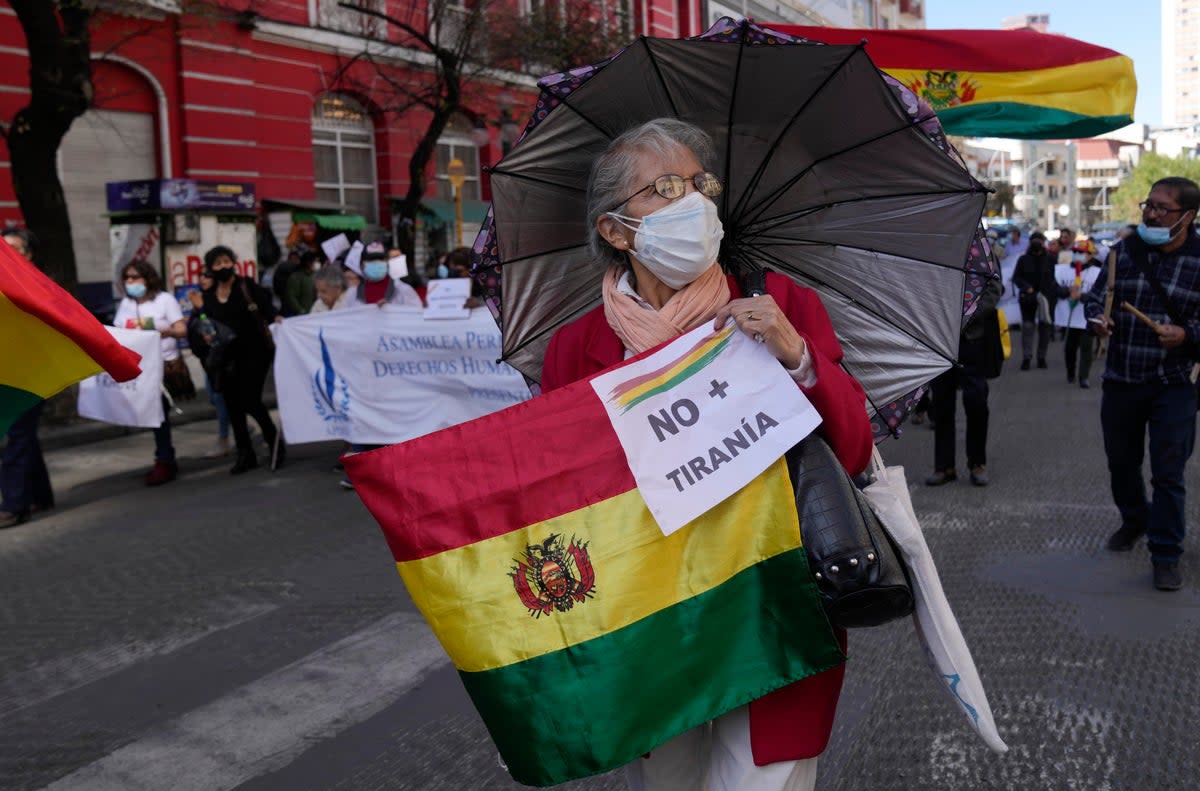 BOLIVIA-ÁÑEZ PROTESTA (AP)