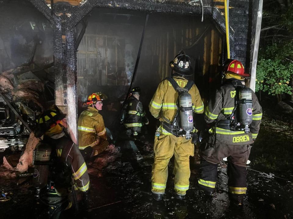 Several area fire departments battled a fire late Saturday night at 2 Reservoir Lane in Upton, fire officials said. The blaze started in the garage.