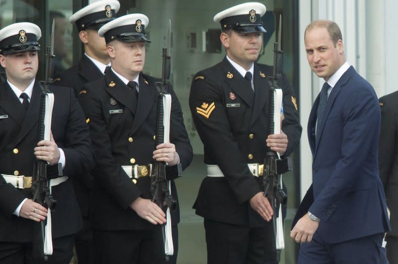 Prince William arrives at Victoria Harbour seaplane terminal to board a Harbour Air seaplane during the last day of the 2016 Royal tour of British Columbia on October 1, 2016. On February 2, 2012, the prince was deployed to the British-controlled Falkland Islands off Argentina. File photo by Heinz Ruckemann/UPI