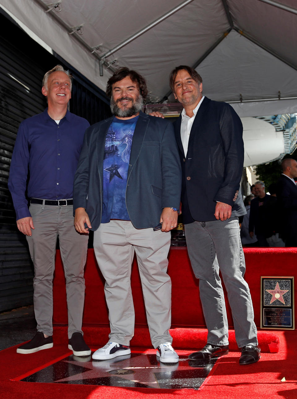 Jack Black with actor Mike White and director Richard Linklater. (Photo: Mario Anzuoni / Reuters)