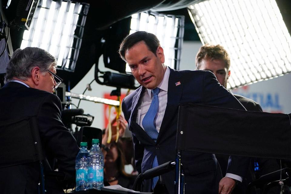 Senator Marco Rubio (R-FL) making media rounds in the Spin Room at Georgia Tech's McCamish Pavilion after the CNN Presidential Debate between President Joe Biden and former President Donald Trump held at CNN's studios in Atlanta. CNN Anchors Jake Tapper and Dana Bash are moderators of the debate.