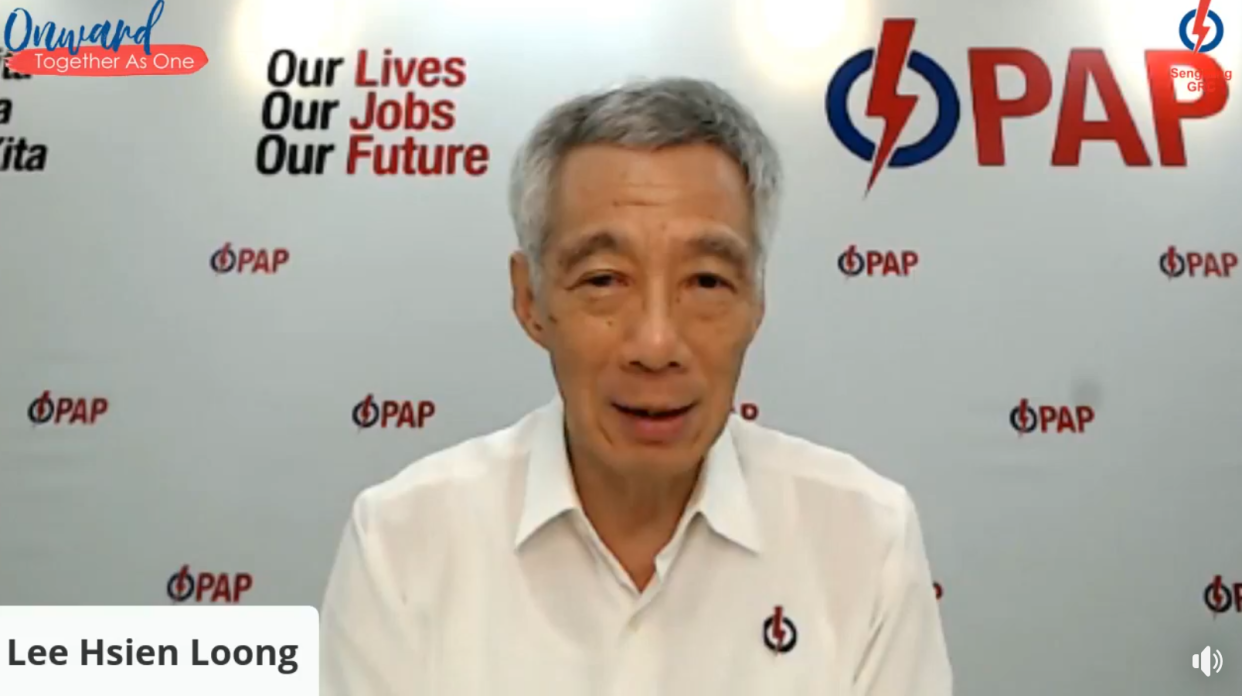 Prime Minister Lee Hsien Loong addressing Sengkang GRC voters on 4 July. (SCREENSHOT:  Facebook/PAP)