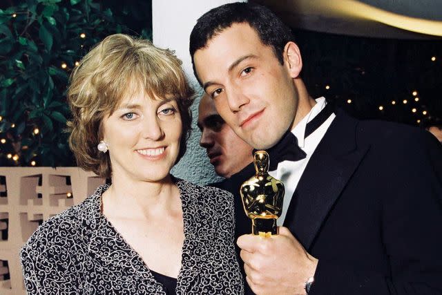 <p>Bei/Shutterstock </p> Ben Affleck with his mother Christopher Anne “Chris” Boldt at the 1998 Miramax Oscars Party on March 23, 1998.