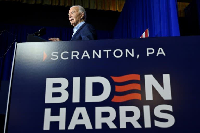 Le président américain Joe Biden lors d'un meeting de campagne à Scranton, le 16 avril 2024 en Pennsylvanie (ANDREW CABALLERO-REYNOLDS)