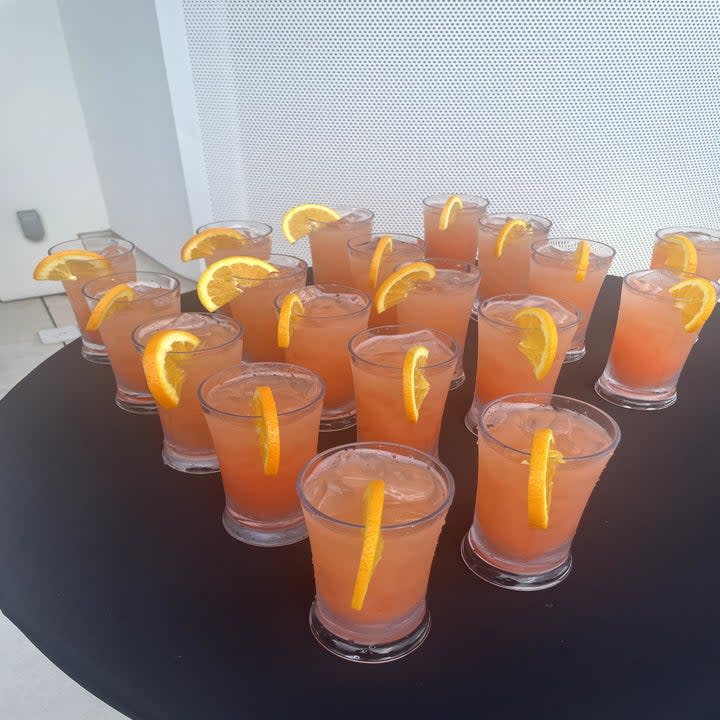a table of cocktails