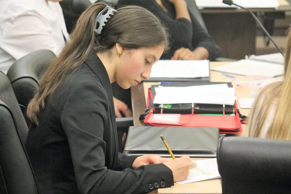 Middle school students from Corpus Christi Catholic School in Holland held a mock trial Friday, May 13, in Grand Haven. Judge Jon Hulsing presided over the trial.