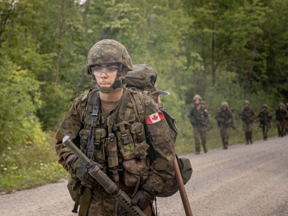 31 Canadian Brigade Group soldiers are shown on the march in Meaford, Ont., on Aug. 25, 2020. ( Bdr Julia Currie / DND 2020 - image credit)