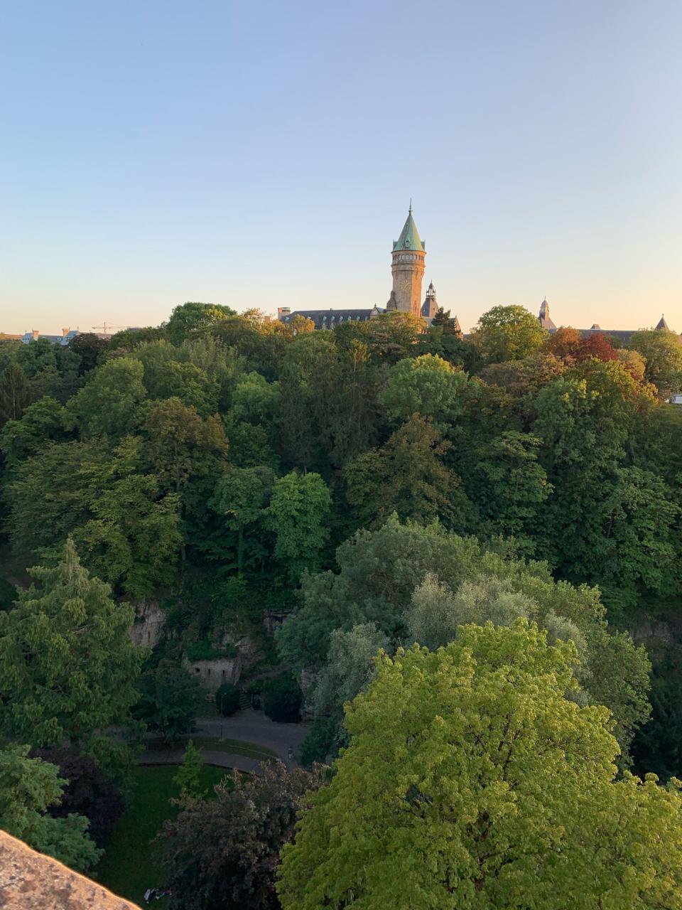 Views over the bridge near Gelle Fra offer spectacular views of the trees and an overlook of Luxembourg City. This photo was taken on Sept. 21, 2019. | Sarah Gambles, Deseret News
