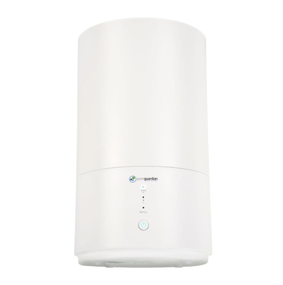 PureGuardian Ultrasonic Cool Mist Humidifier in white container on white background (Photo via Best Buy Canada)