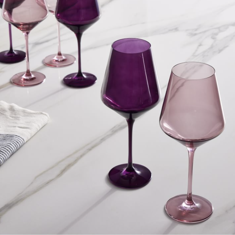 9) Estelle Colored Glass Stemmed Wine Glass (Set of 6)