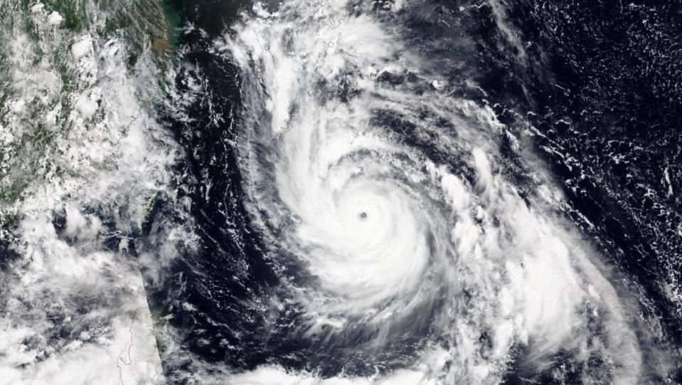 Typhoon Khanun in the Pacific Ocean off the coast of China. Satellite image.