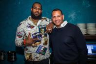 <p>LeBron James and Alex Rodriguez pose together at Komodo in Miami on Saturday.</p>