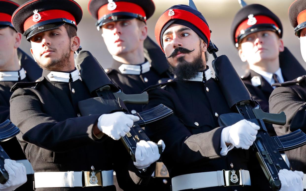 Officer Cadets take part in The Sovereign's Parade at the Royal Military Academy Sandhurst