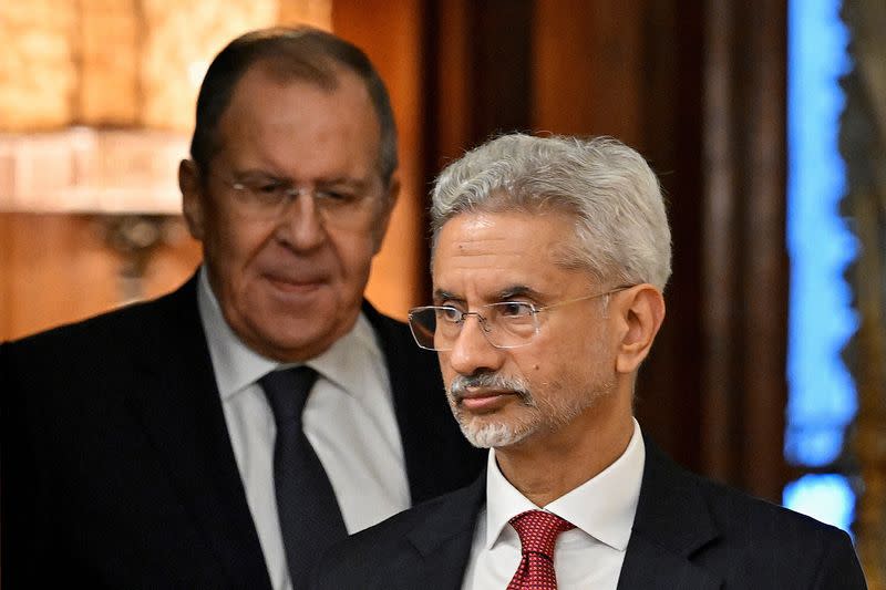 FILE PHOTO: Russia's Foreign Minister Sergei Lavrov meets India's Foreign Minister Subrahmanyam Jaishankar in Moscow