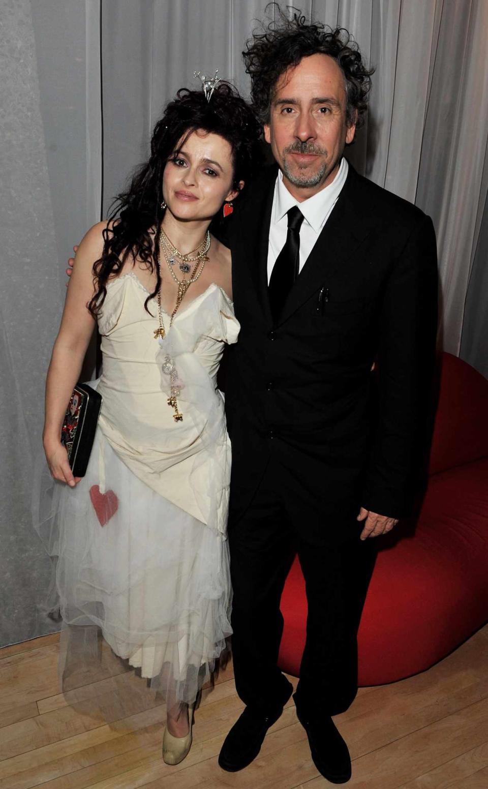 Tim Burton and actress Helena Bonham Carter attends the Tim Burton's 'Alice In Wonderland' afterparty at the Sanderson Hotel on February 25, 2010 in London, England