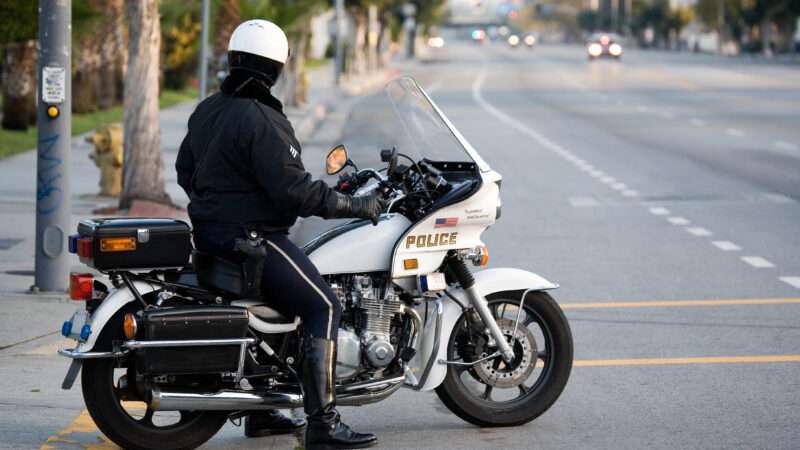 A police officer on a motorcycle