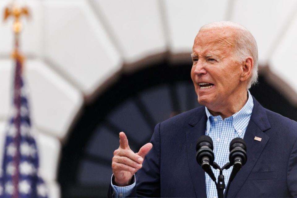 President Joe Biden speaks during a 4th of July event on the South Lawn of the White House on July 4, 2024 in Washington, DC.