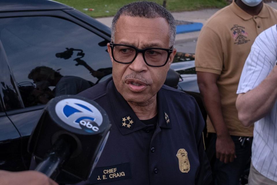 The Chief of Detroit Police James Craig speaks with the press about the protests taking place in Detroit, Michigan, June 3,2020 - The Chief of Detroit Police James Craig later ended the curfew after protesters called for an end to the curfew.