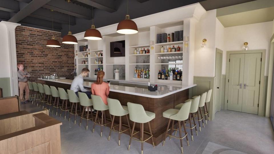 This rendering shows the bar area inside Joelle in Old Town Bluffton.