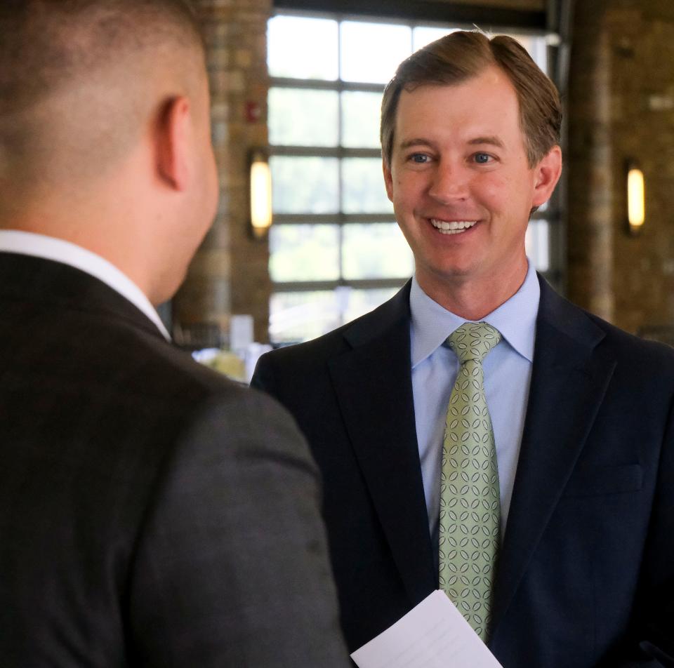 New Chamber of Commerce of West Alabama President and CEO Kyle South presides over his first State of the State event, which featured a speech by Alabama Governor Kay Ivey at Tuscaloosa River Market Monday, May 15, 2023.