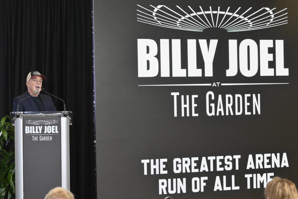 Billy Joel appears at a news conference at Madison Square Garden on Thursday, June 1, 2023, in New York, to announce his MSG residency will end after July 2024. (Photo by Evan Agostini/Invision/AP)