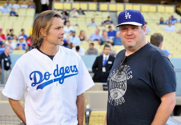Timothy Olyphant Throws Out Ceremonial First Pitch At Dodgers Game