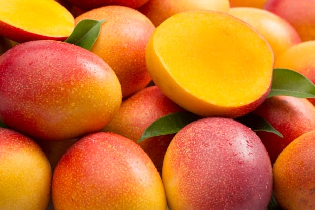 High-sugar foods, like mangoes are not good for gut health.