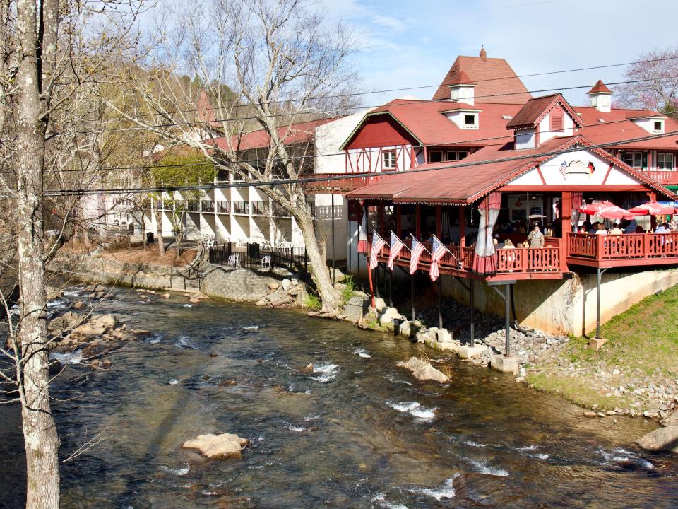 A hotel and restaurant along the Chattahoochee River, Alison Datko, "I visited a small mountain town in Georgia, where the German-inspired architecture made me feel transported to Europe. "