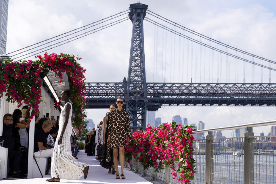 The Michael Kors collection is modeled during Fashion Week, Monday, Sept. 11, 2023, in New York. (AP Photo/Mary Altaffer)