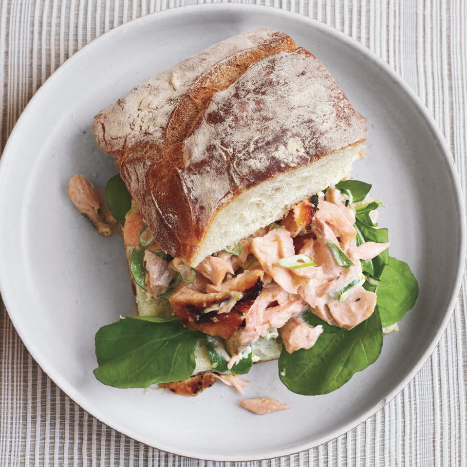 Salmon Salad Sandwiches on Ciabatta