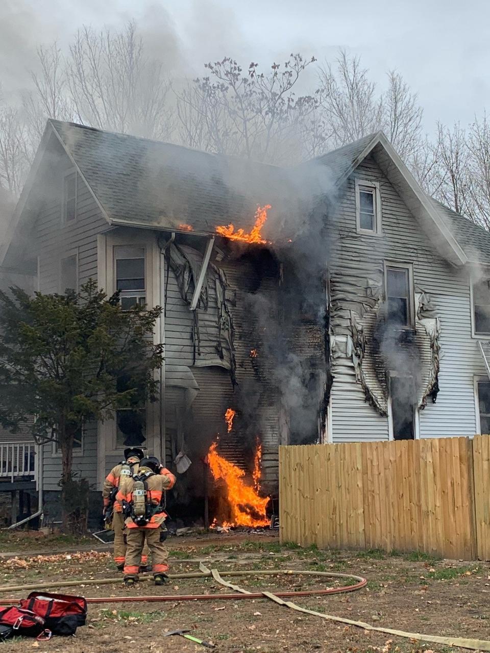 A house caught fire Monday, Nov. 29, 2021, in the 1000 block of North Church Street in Rockford.